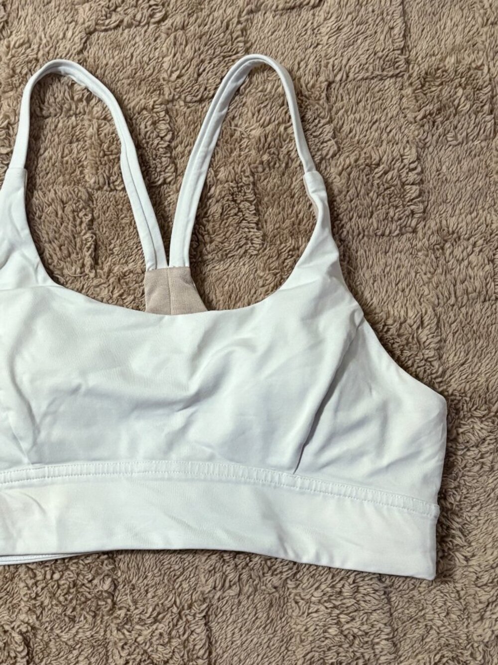 Lululemon Train Times White Gym Training Sports Bra Luxtreme Mesh Racerback 6 - Picture 8 of 8
